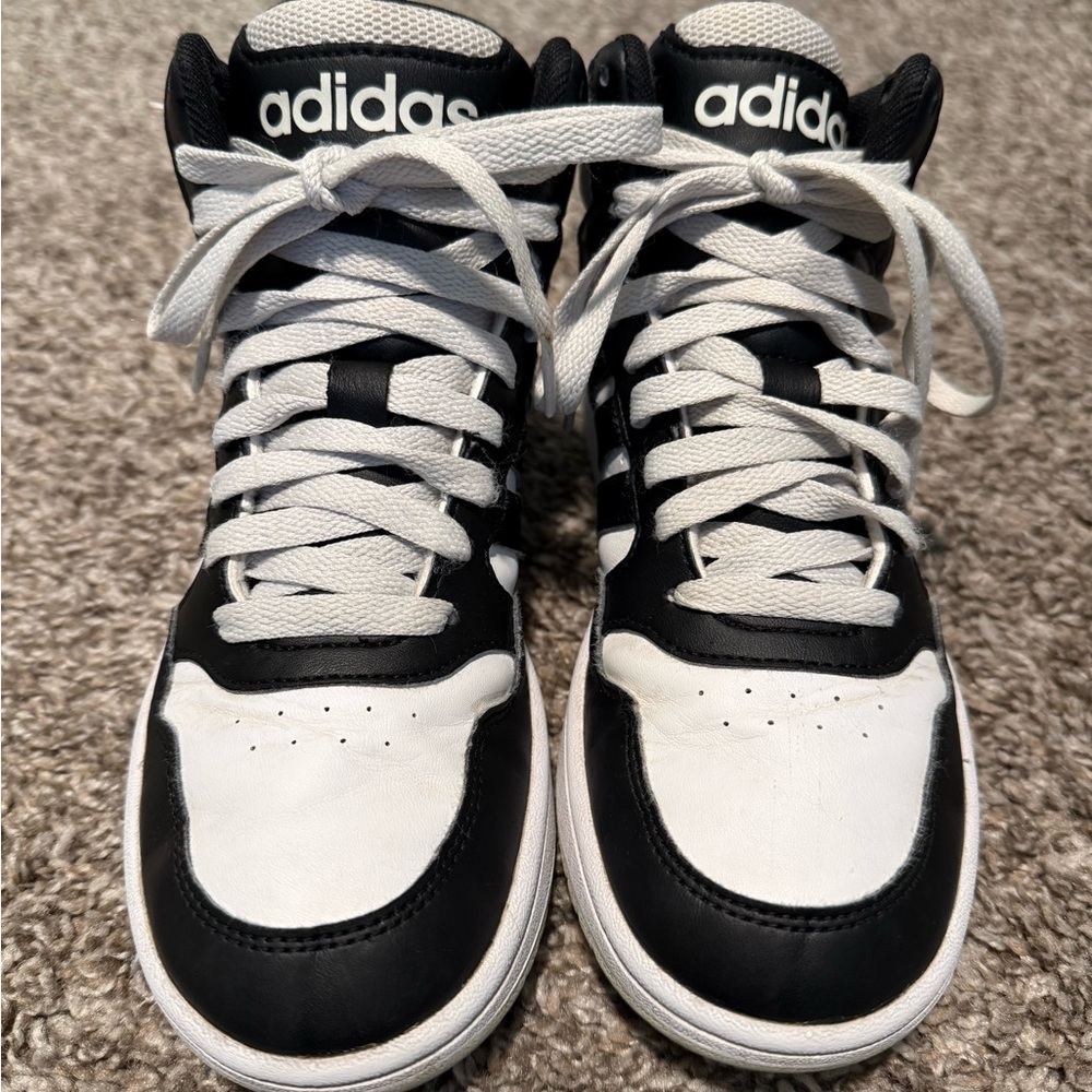 Adidas Kids High-Top Black and White Sneakers